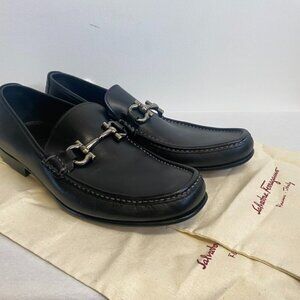 Salvatore Ferragamo Horse Bit Loafers Black Leather Drivers